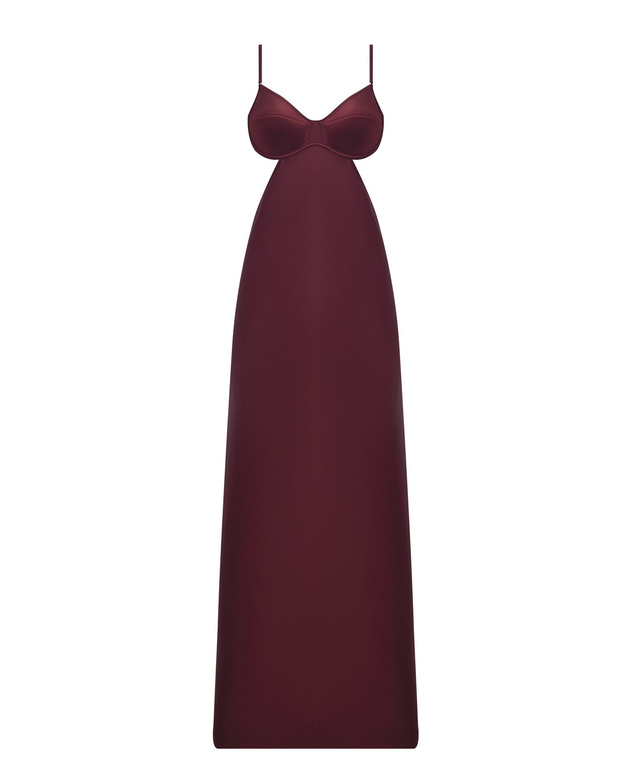 Brigeta Satin Cut Out Long Dress - Burgundy LG
