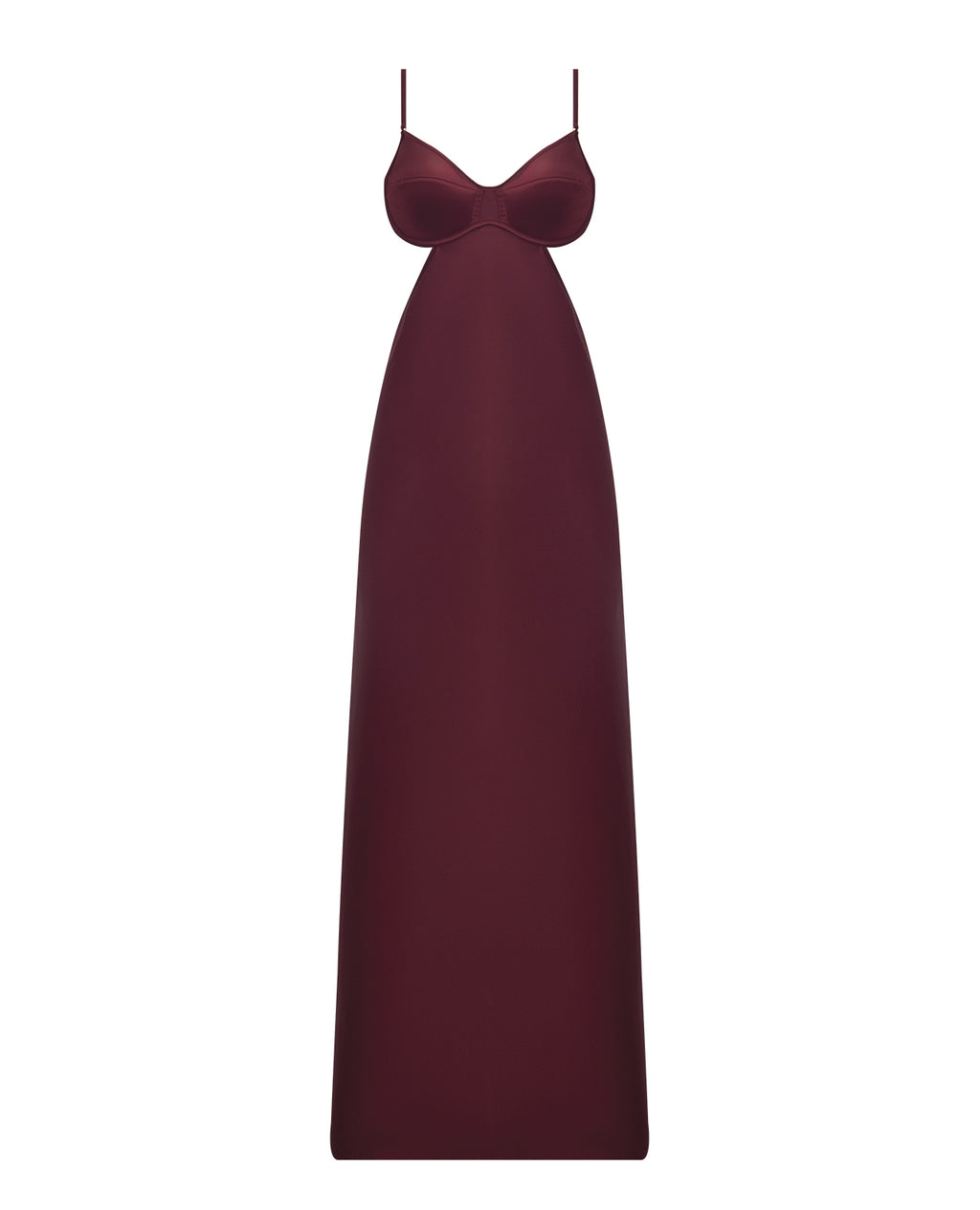 Brigeta Satin Cut Out Long Dress - Burgundy 1X/2X