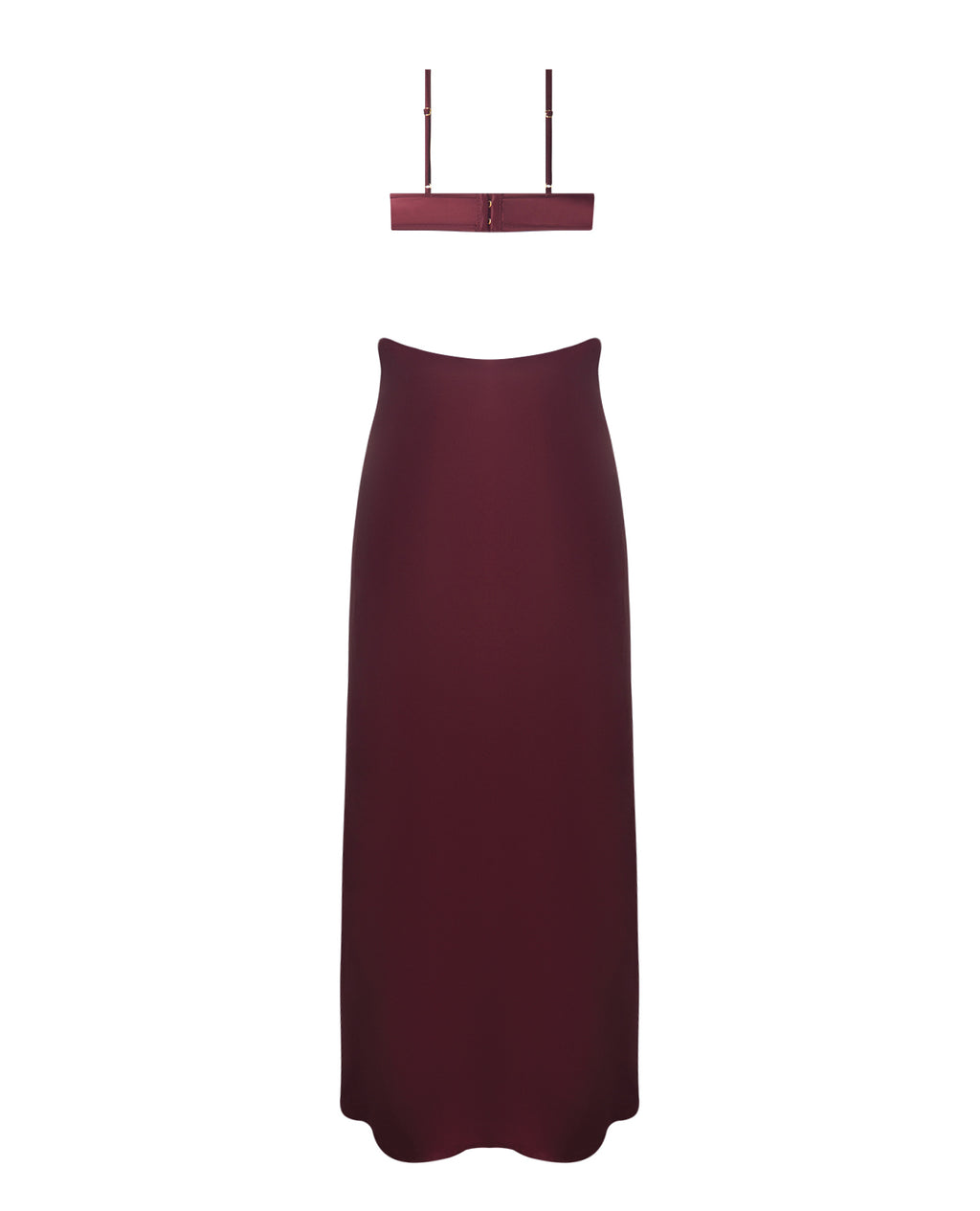 Brigeta Satin Cut Out Long Dress - Burgundy 1X/2X